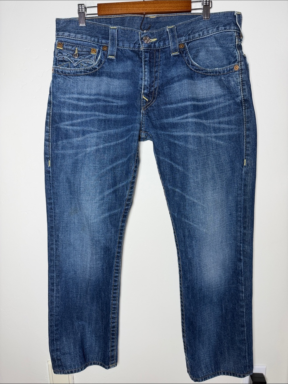 True religion women’s Blue Washed Denim 34 straight Jeans vintage - Picture 2 of 4
